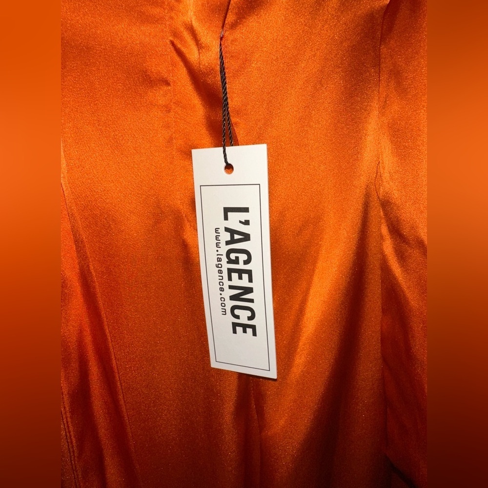 NWT L'AGENCE Bobby Wide Leg Silk Paperbag Pants In Orange Size US 8 - Picture 5 of 9